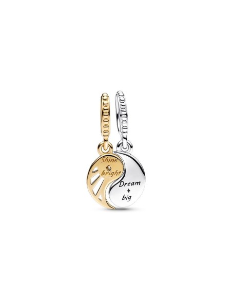 Charm Colgante en plata de ley y con un recubrimiento en oro de 14k Sol & Luna en Dos Tonos Pandora