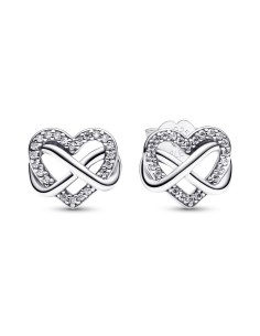 Pendientes de Botón en plata de ley Corazón Infinito Brillante Pandora