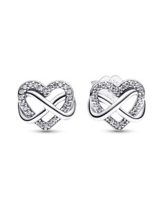 Pendientes de Botón en plata de ley Corazón Infinito Brillante Pandora 2