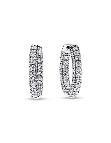 Pendientes de Aro en plata de ley Fila en Pavé Pandora