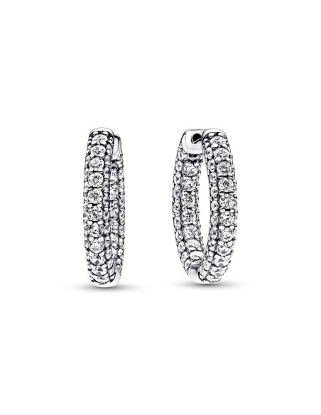 Pendientes de Aro en plata de ley Fila en Pavé Pandora