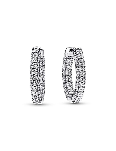 Pendientes de Aro en plata de ley Fila en Pavé Pandora