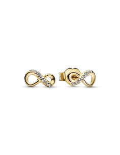 Pendientes de Botón con un recubrimiento en oro de 14k Infinito Brillante Pandora 2