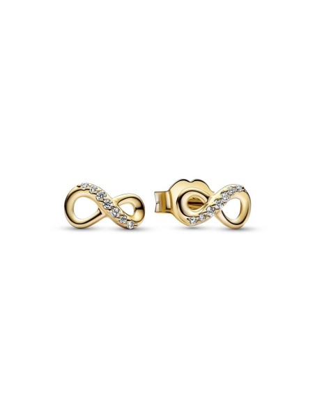 Pendientes de Botón con un recubrimiento en oro de 14k Infinito Brillante Pandora