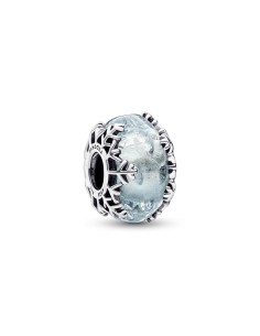 Charm de cristal de Murano en plata de ley Copo de Nieve Azul Invernal