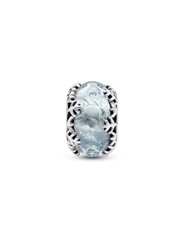 Charm de cristal de Murano en plata de ley Copo de Nieve Azul Invernal