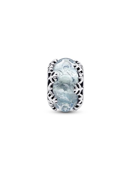 Charm de cristal de Murano en plata de ley Copo de Nieve Azul Invernal