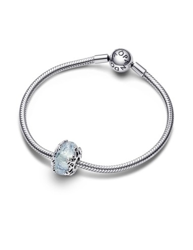 Charm de cristal de Murano en plata de ley Copo de Nieve Azul Invernal