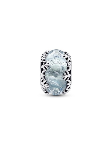 Charm de cristal de Murano en plata de ley Copo de Nieve Azul Invernal