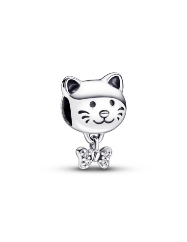 Charm en plata de ley Mascota Gato & Lazo Pandora