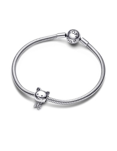 Charm en plata de ley Mascota Gato & Lazo Pandora