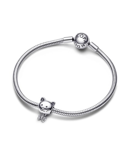 Charm en plata de ley Mascota Gato & Lazo Pandora