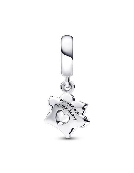 Charm Colgante en plata de ley Huella de Mascota Brillante Pandora