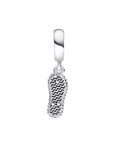 Charm Pandora colgante Flip-Flop de plata de ley con circonita cúbica amarilla, esmalte verte y amarillo 2