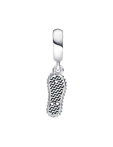 Charm Pandora colgante Flip-Flop de plata de ley con circonita cúbica amarilla, esmalte verte y amarillo