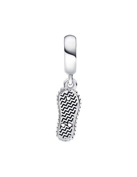 Charm Pandora colgante Flip-Flop de plata de ley con circonita cúbica amarilla, esmalte verte y amarillo