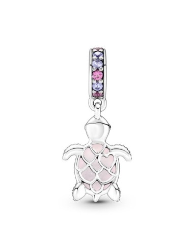 Charm Colgante en plata de ley Tortuga Marina Cristal de Murano Rosa