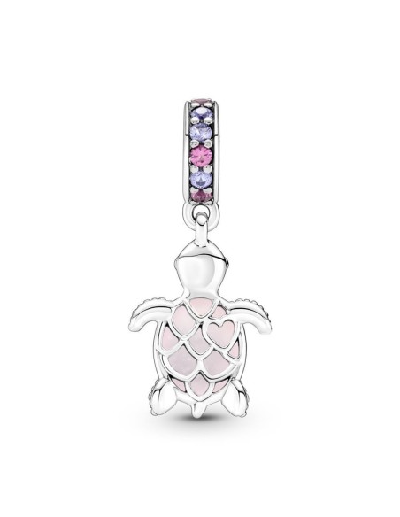 Charm Colgante en plata de ley Tortuga Marina Cristal de Murano Rosa