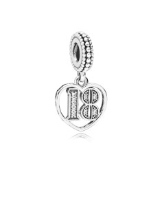 Charm colgante 18 Años de Amor de plata con circonita