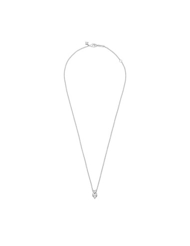 Collar en plata de ley Colgante Doble Corazón Brillante