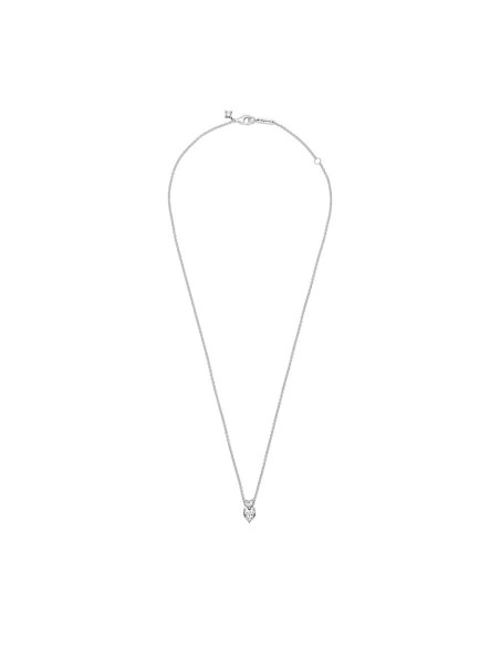 Collar en plata de ley Colgante Doble Corazón Brillante