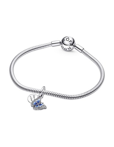 Charm Colgante Doble en plata de ley Mariposa Azul & Cita