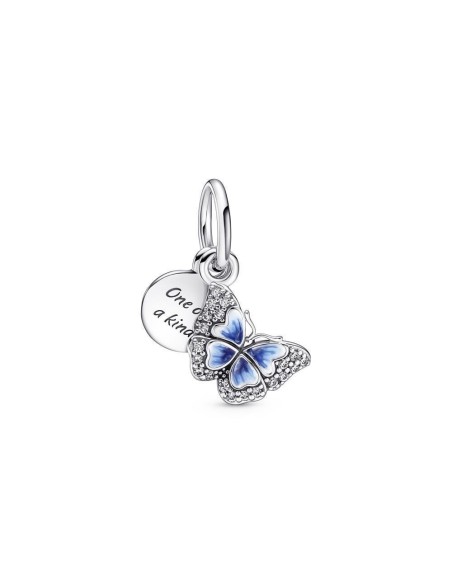 Charm Colgante Doble en plata de ley Mariposa Azul & Cita