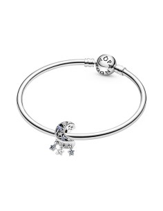 Charm de plata de ley Estrella & Luna creciente con cristales azules y circonitas cúbicas transparesntes 2