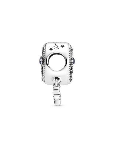 Charm de plata de ley Estrella & Luna creciente con cristales azules y circonitas cúbicas transparesntes