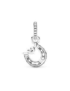 colgante de plata de herradura y corazón con Zirconia cúbica transparente 2