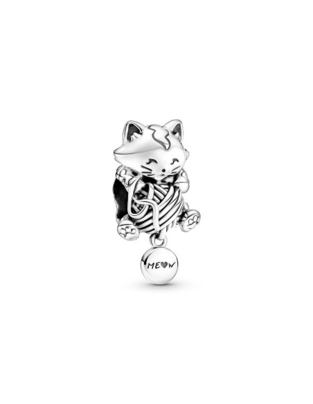 Charm Pandora de palta de ley de gatito y bola de Yam