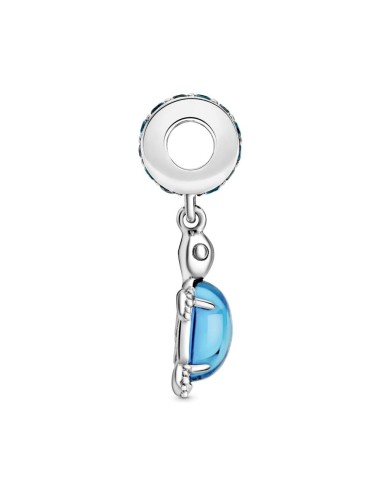 Charm Tortuga Marina colgante d eplata con cristal azul agua, verde helado y vidrio Murano Pavo Real