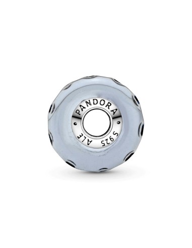 Charm Pandora de plata Ondulado Cristal de Murano iridiscente y azul oscuro