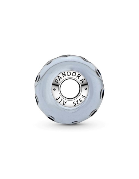 Charm Pandora de plata Ondulado Cristal de Murano iridiscente y azul oscuro