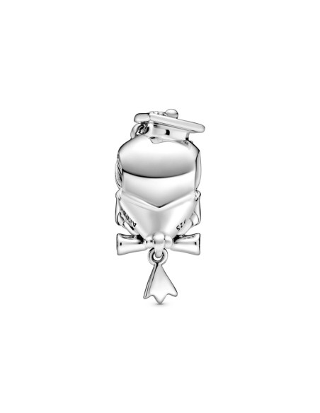 Charm Pandora de plata Graduación Buho con cristal azul estelar y birrete