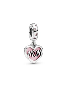 Charm Pandora Mamá de plata con esmalte rosado 