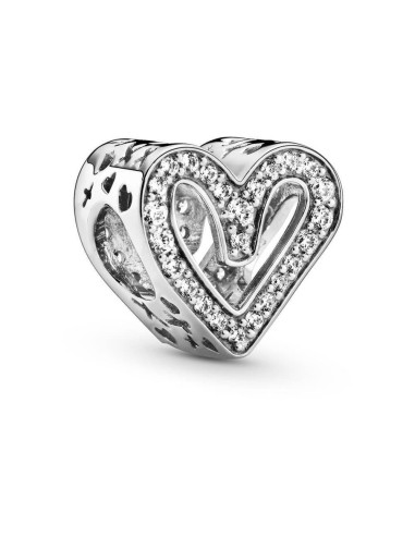 Pandora CHARM DE PLATA DE LEY CON CORAZÓN Y ZIRCONIA CÚBICA TRANSPARENTE