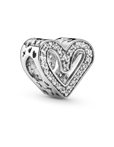 Pandora CHARM DE PLATA DE LEY CON CORAZÓN Y ZIRCONIA CÚBICA TRANSPARENTE