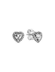 Pendientes en plata de ley Corazones en relieve
