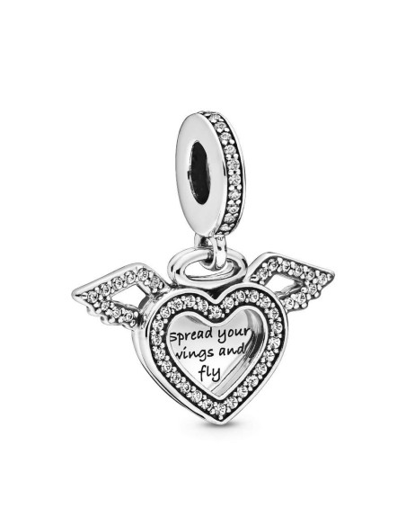 Charm colgante en plata de ley Corazón & Alas de Ángel